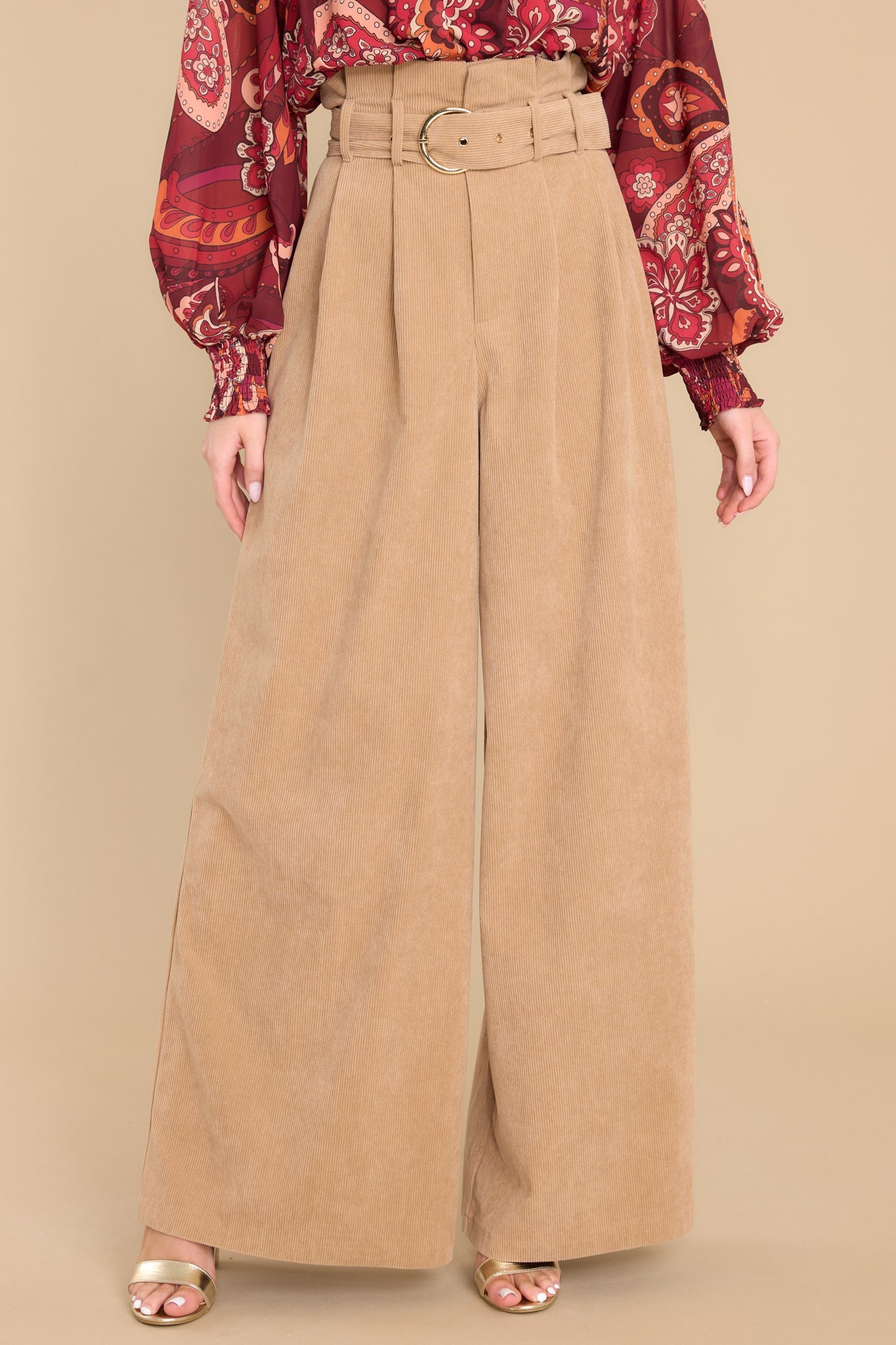 Keeping It Classy Tan Corduroy Pants | Red Dress 