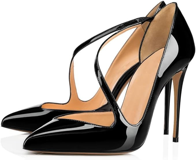 High Heels 10CM Women Pointed Toe Sandals Court Shoes Wedding Party Bridal Shoes-Black||44 | Amazon (US)