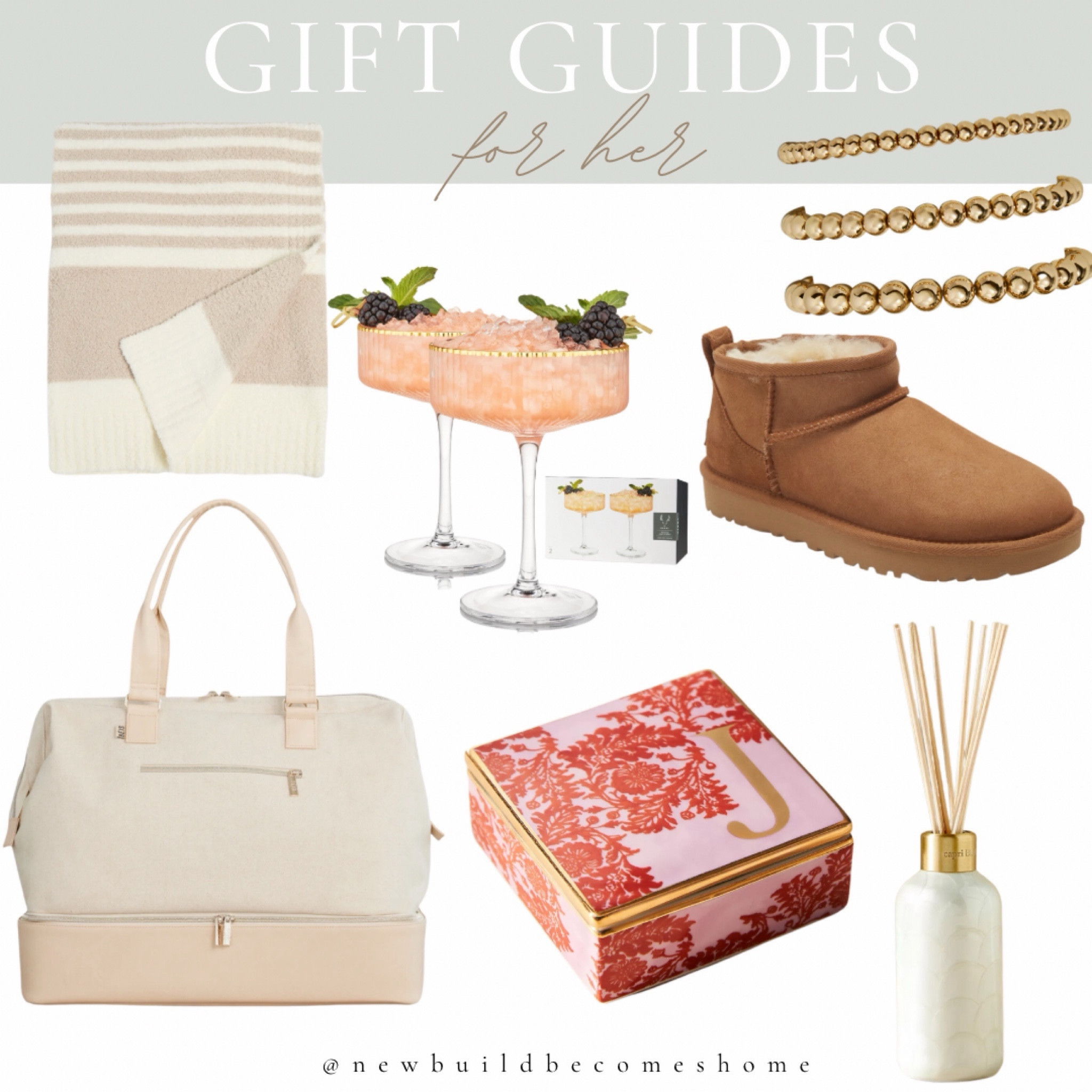 Part 2 of my 2023 Holiday gift guides for her! 

Gold rim champagne flute, gold rim martini glass
Gold bead bracelets
Mini Ugg boots
Capri blue volcano diffuser, Anthropologie candle
Trinket dish initials
Barefoot dreams blanket
Beis weekend bag, weekend tote, travel bag

Gift for wife, gift for mom, gift for women in 20s, gift for women in 30s, gift for women in 40s

#LTKsalealert #LTKfindsunder50 #LTKGiftGuide