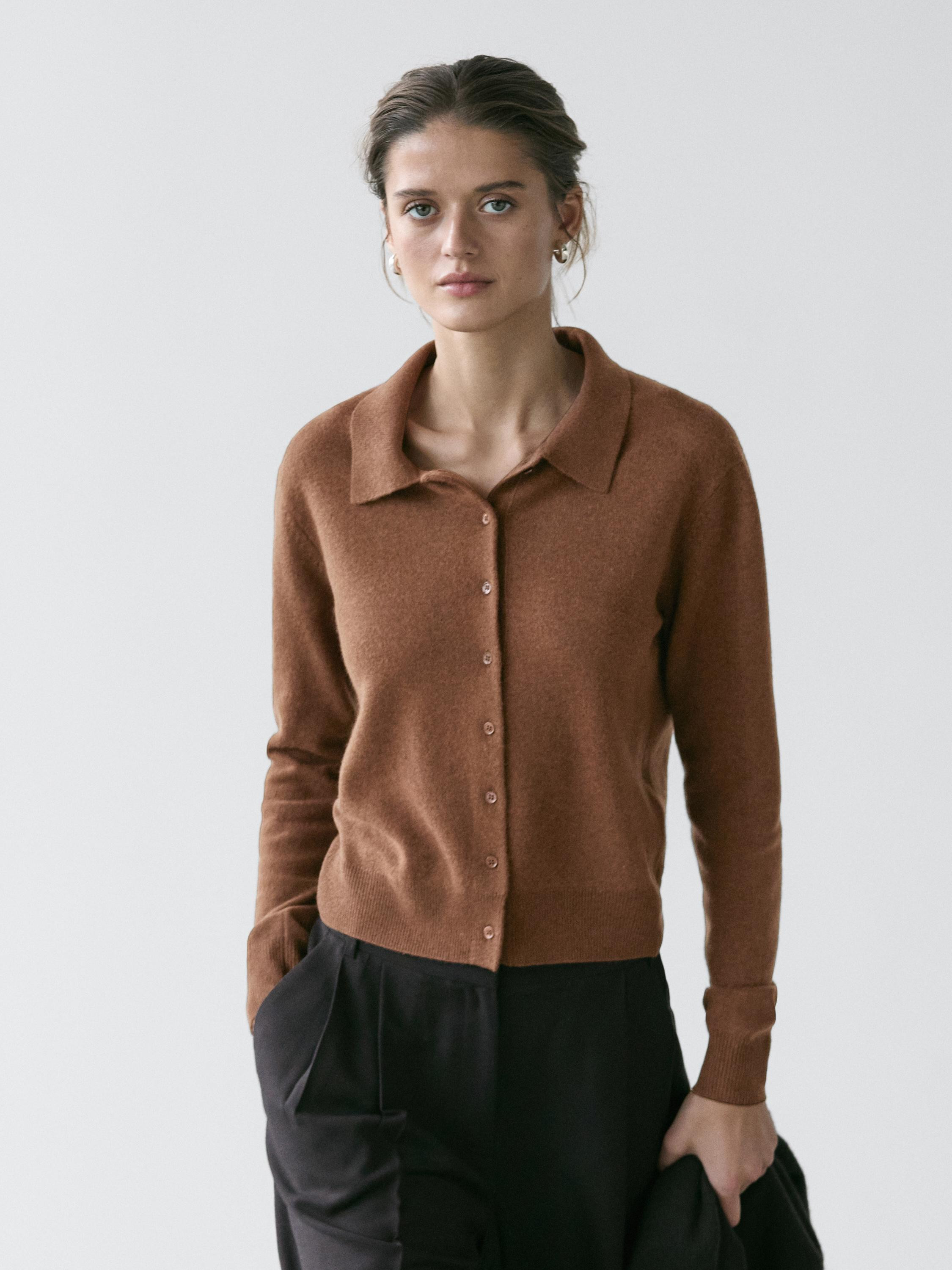 Wool knit cardigan | Massimo Dutti UK