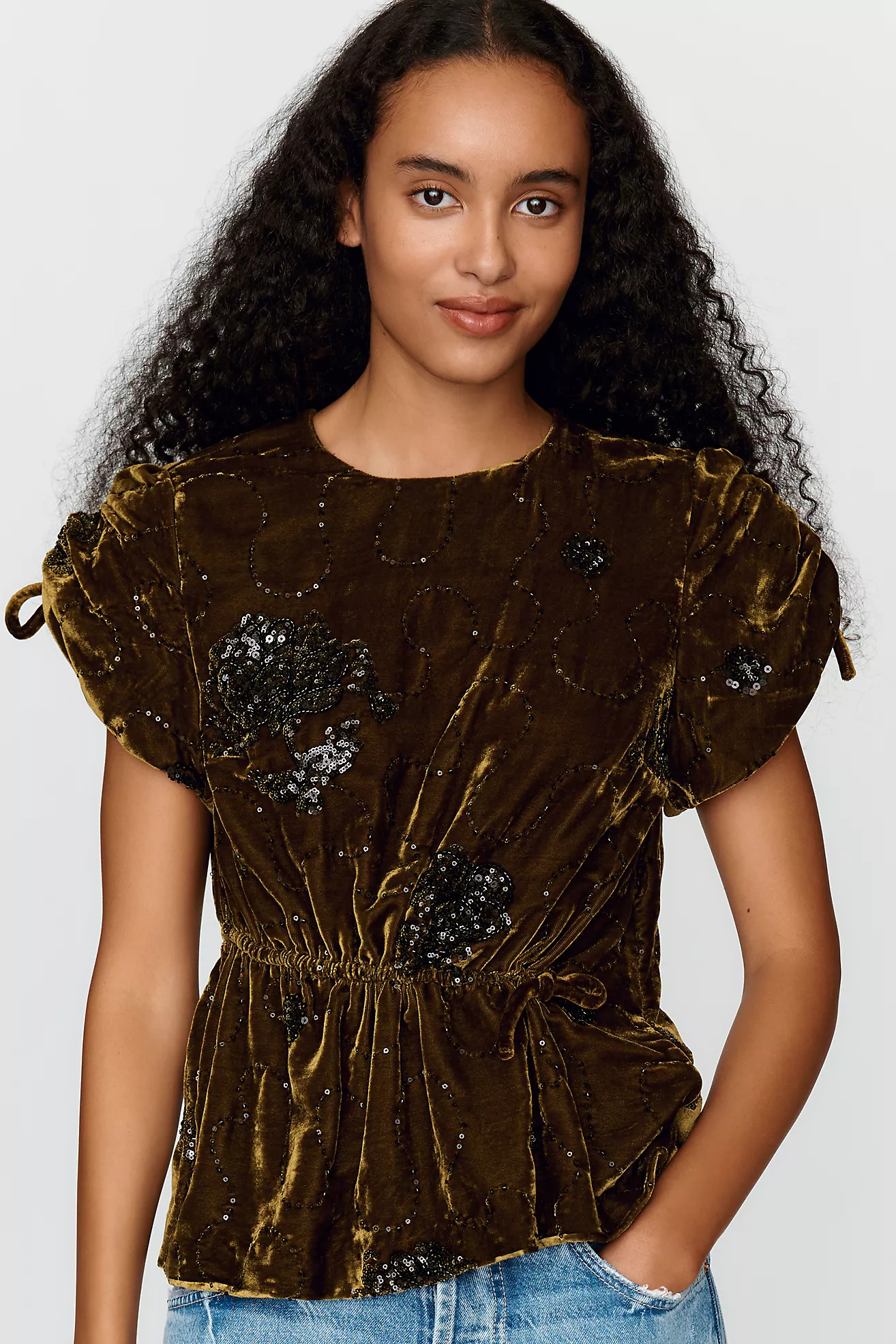 Bette Velvet Beaded Top | Anthropologie (US)