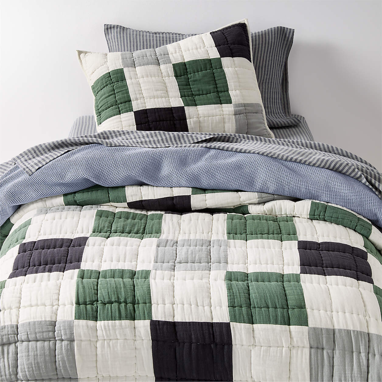 Supersoft Cool Toned Upcycled Organic Cotton Gauze Kids Full/Queen Quilt + Reviews | Crate & Kids | Crate & Barrel