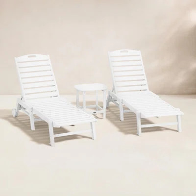 Nautical 3-Piece Chaise Lounge Set With Side Table | Wayfair North America