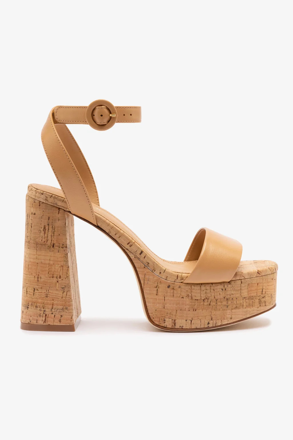 Dolly Sandal In Tan Leather and Natural Cork | Larroude