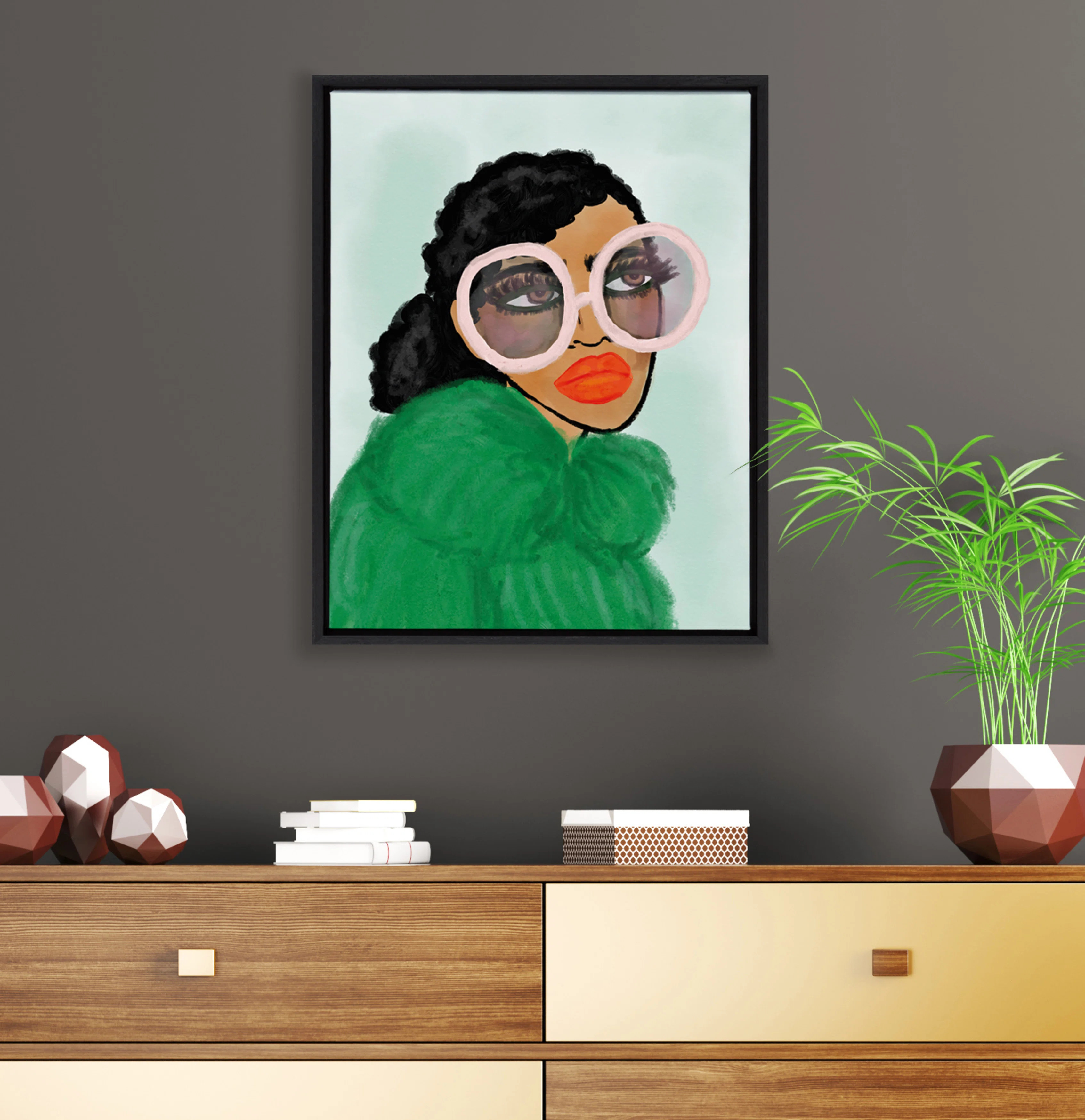 Elsner Green Coat' by Kendra Dandy - Bouffants and Broken Hearts - Floater Frame Painting Print o... | Wayfair North America
