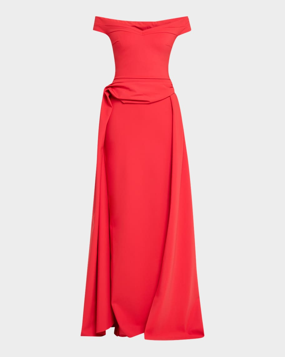 Chiara Boni La Petite Robe Radisvi Draped Off-Shoulder Gown | Neiman Marcus