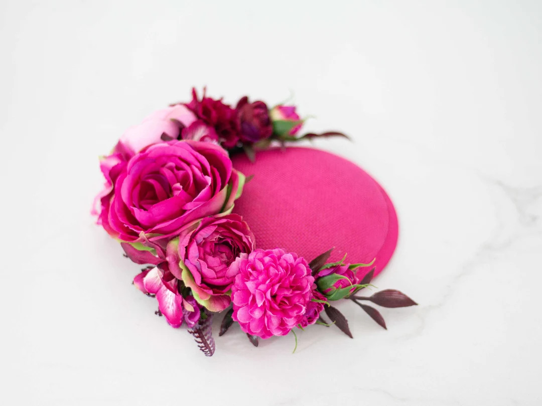 Fuchsia Fascinator Hats for Women Derby, Royal Ascot Hat, Wedding Guest Floral Headpiece, Tea Par... | Etsy (US)
