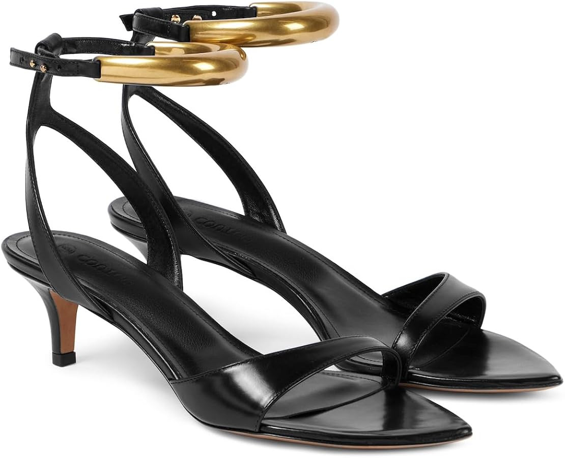 Coutgo Womens Low Kitten Heels Sandals Strappy Pointed Open Toe One Strap Metal Summer Dress Shoe... | Amazon (US)