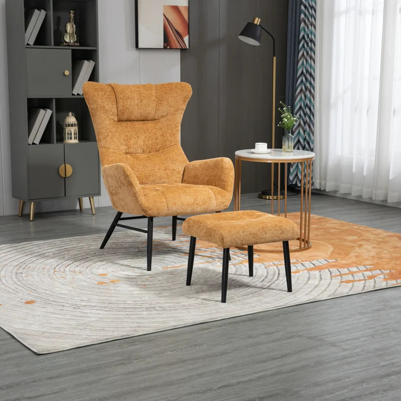 Wade Logan® Brasca Upholstered Wingback Chair with Ottoman & Reviews | Wayfair | Wayfair North America