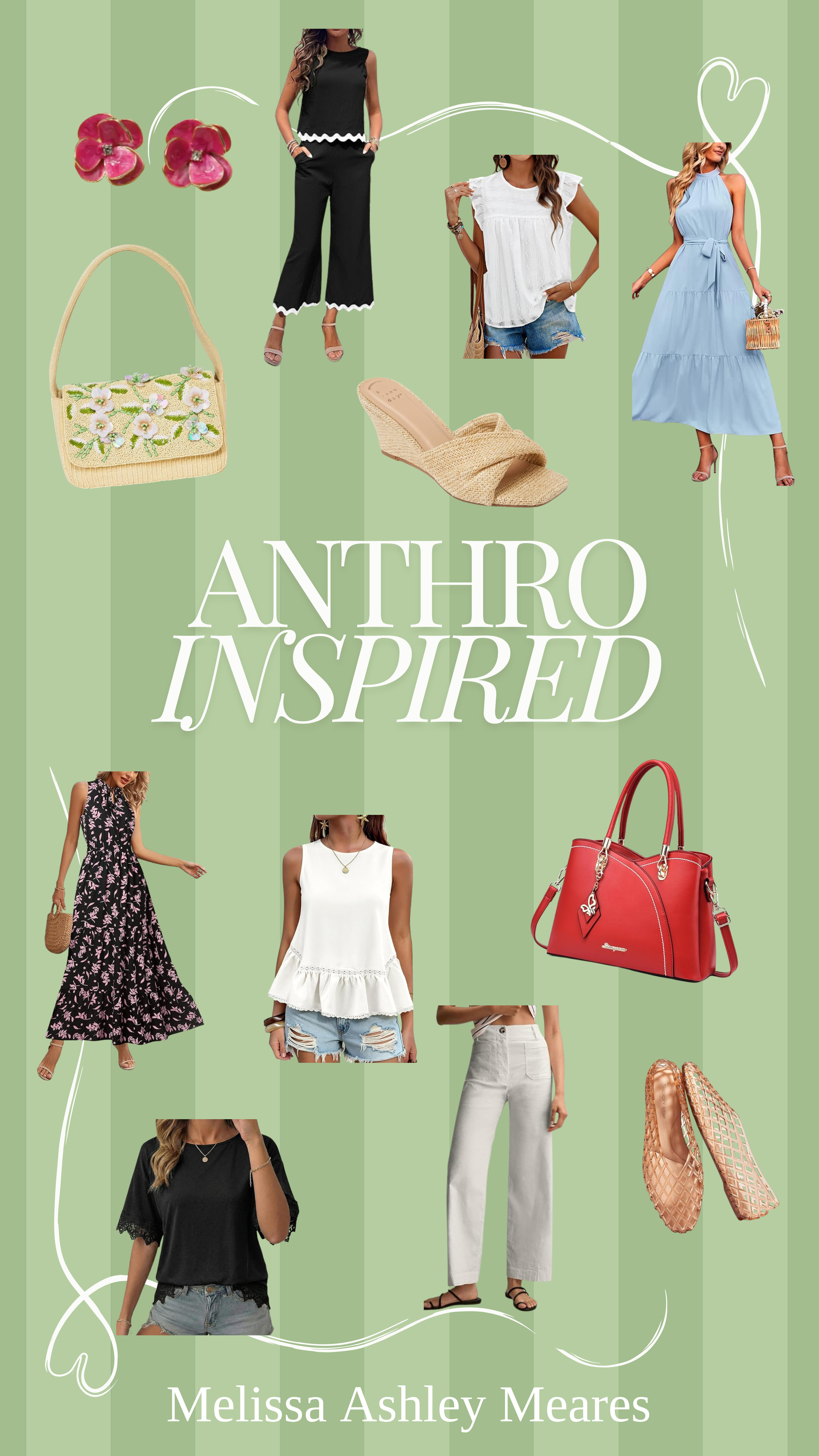 Anthropologie-inspired style 🤍
The look says Anthro but the price tag definitely doesn't!

valentines day outfit, fiona beaded bag, anthro beaded bag, tulip bag, tulip top-handle crossbody tote, enamel flower earrings, wide leg pants, peplum top, lace top, boho casual dress, midi dress, halter dress, summer dress, maxi dress, lace top, wedge heels, jelly flats, dolce vita jam jelly flats, colette wide-leg pants, boxy pintuck top, maeve peplum tank top, silent d katia wedges 

 #LTKSaleAlert #LTKMidsize #LTKWorkwear