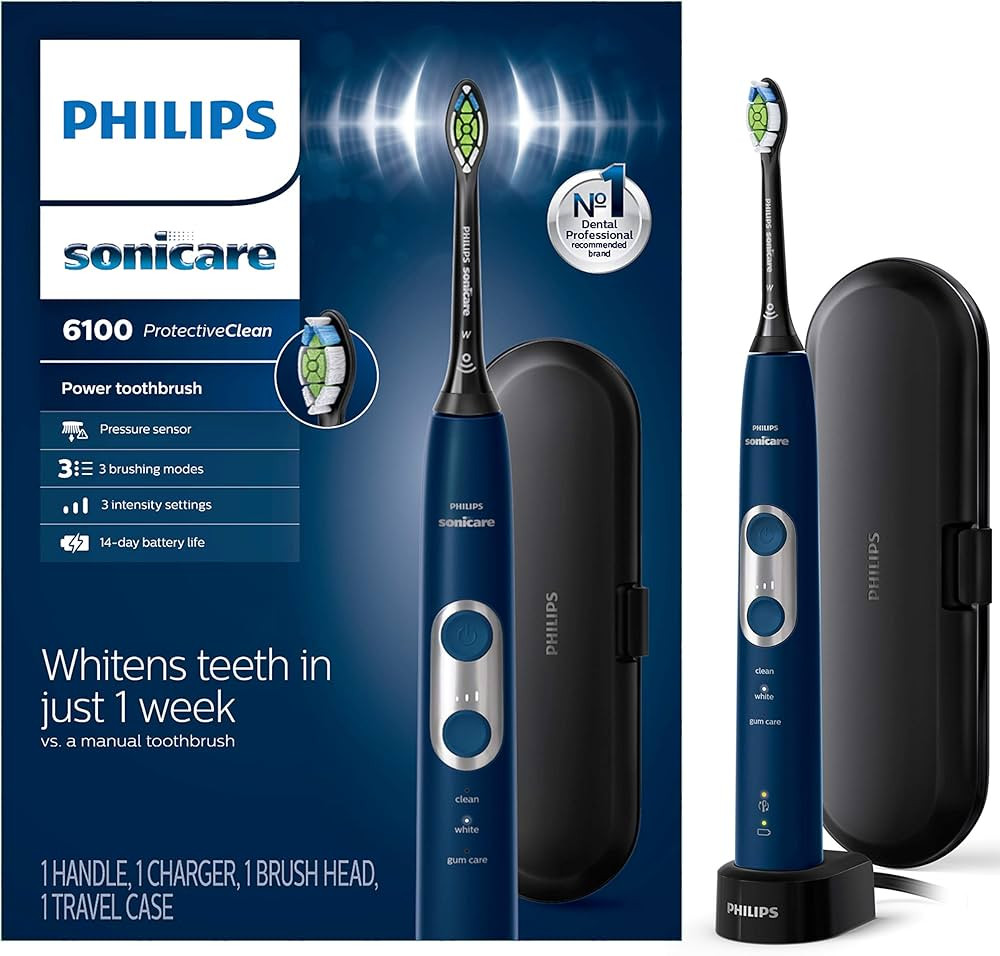 Philips Sonicare ProtectiveClean 6100 Rechargeable Electric Power Toothbrush, Navy Blue, HX6871/4... | Amazon (US)