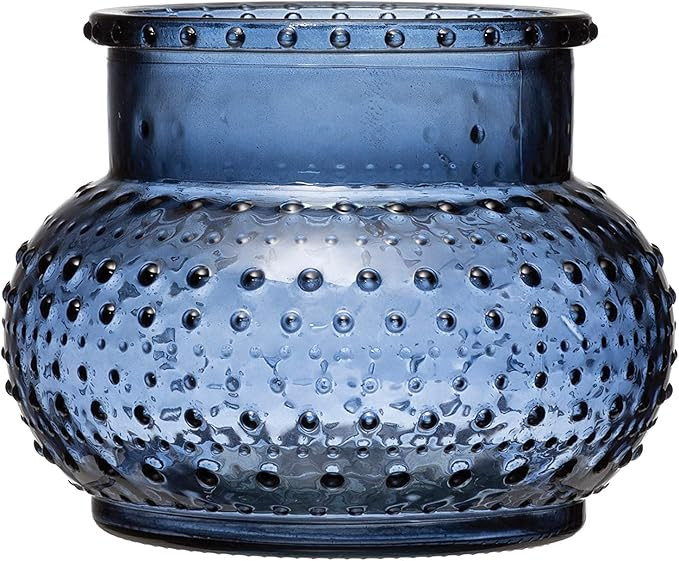 Creative Co-Op Glass Hobnail Candleholder/Vase (Holds 5" Pillar Candle) Votive Holder, Blue | Amazon (US)