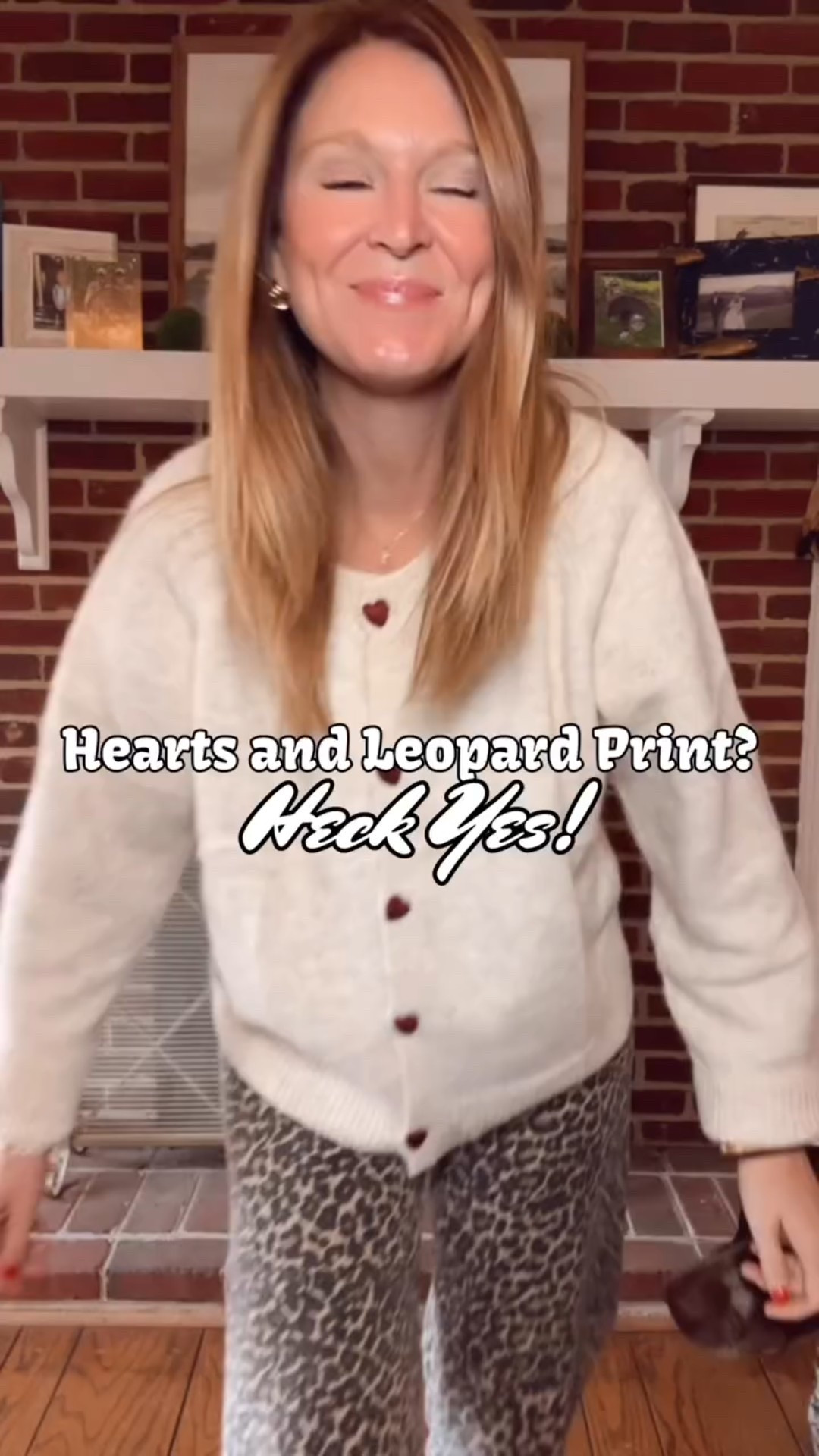 Love the heart buttons on this cute Amazon cardigan. I sized up to a L but don’t think you need to. Lots of leopard denim linked! 

#ootd #whatiwore #outfits #outfitideas #leopard