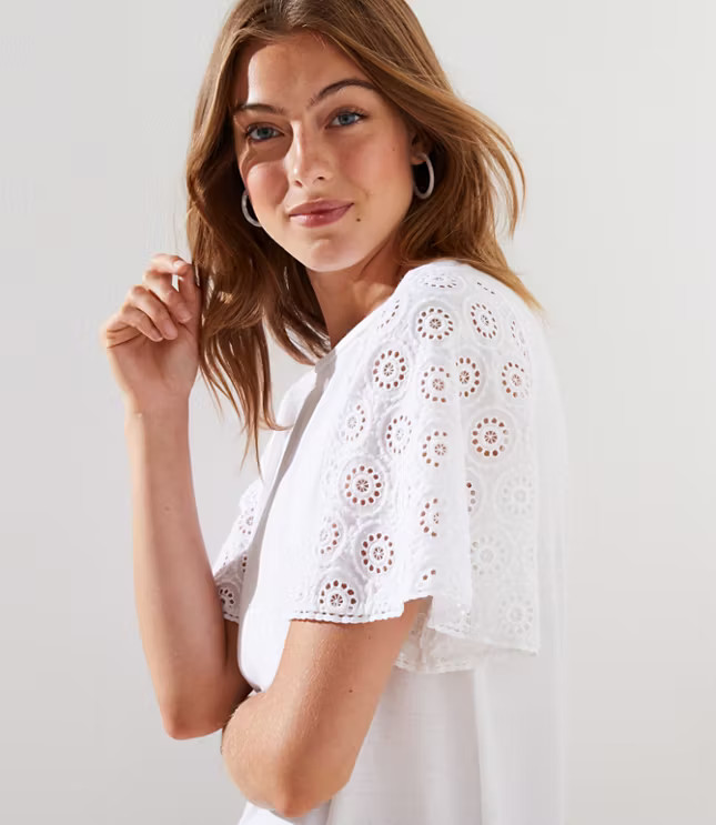 Eyelet Sleeve Tee | LOFT | LOFT