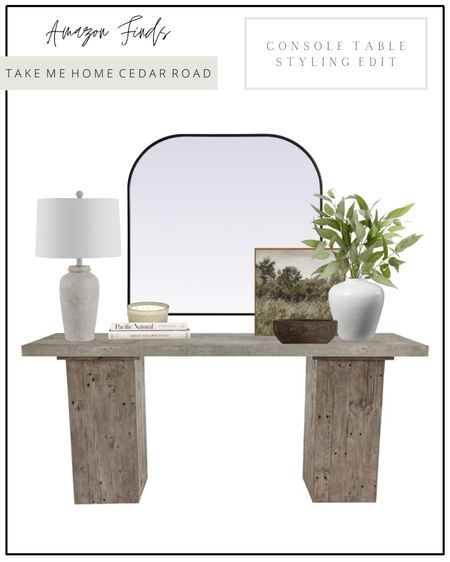 AMAZON HOME FINDS - console table styling

Everything you see here is available on Amazon!

Console table, sofa table, reclaimed wood table, entryway table, living room, dining room, arched mirror, large mirror, large arched mirror, lamp, table lamp, large vase, neutral vase, neutral decor, decorative boxes, wall art, landscape art, vintage art, candle, shelf decor, table decor, wall decor, home decor, neutral home decor, Amazon decor, Amazon home, Amazon finds 

#LTKhome #LTKsalealert #LTKfindsunder100