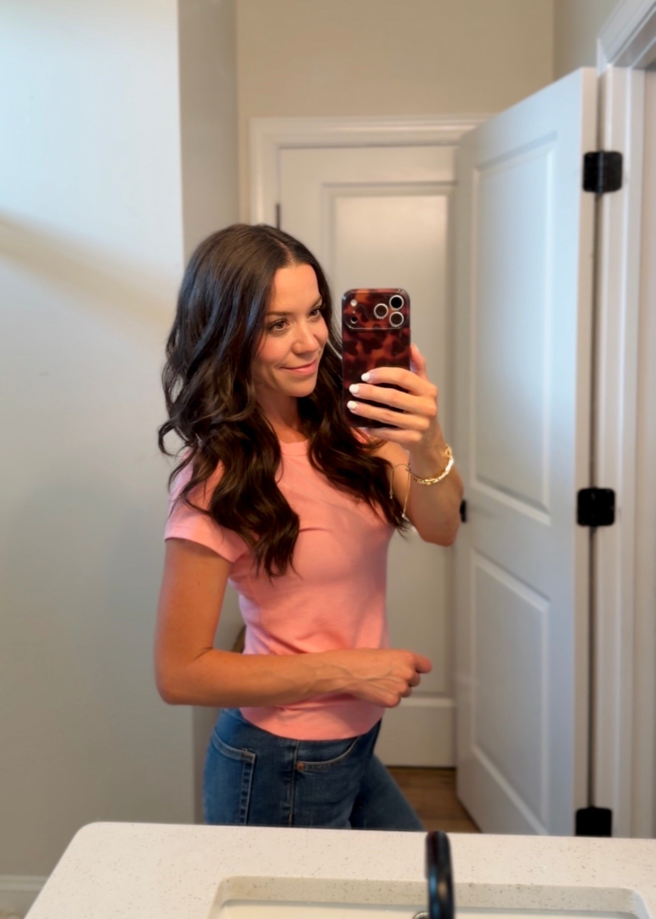 AE’s baby soft tees are my favorites and a summer staple! They’re SOOO soft and stretchy and great quality- I wear mine from last season still! Loved the colors they had this year- this one makes you look tan and brings out the pink in your cheeks. 👏🏻💖💖💖💖💖

My denim today is of course my favorite H&M flare jeans. (I have this same fit in three washes.)

#LTKSeasonal #LTKmomlife #LTKootd