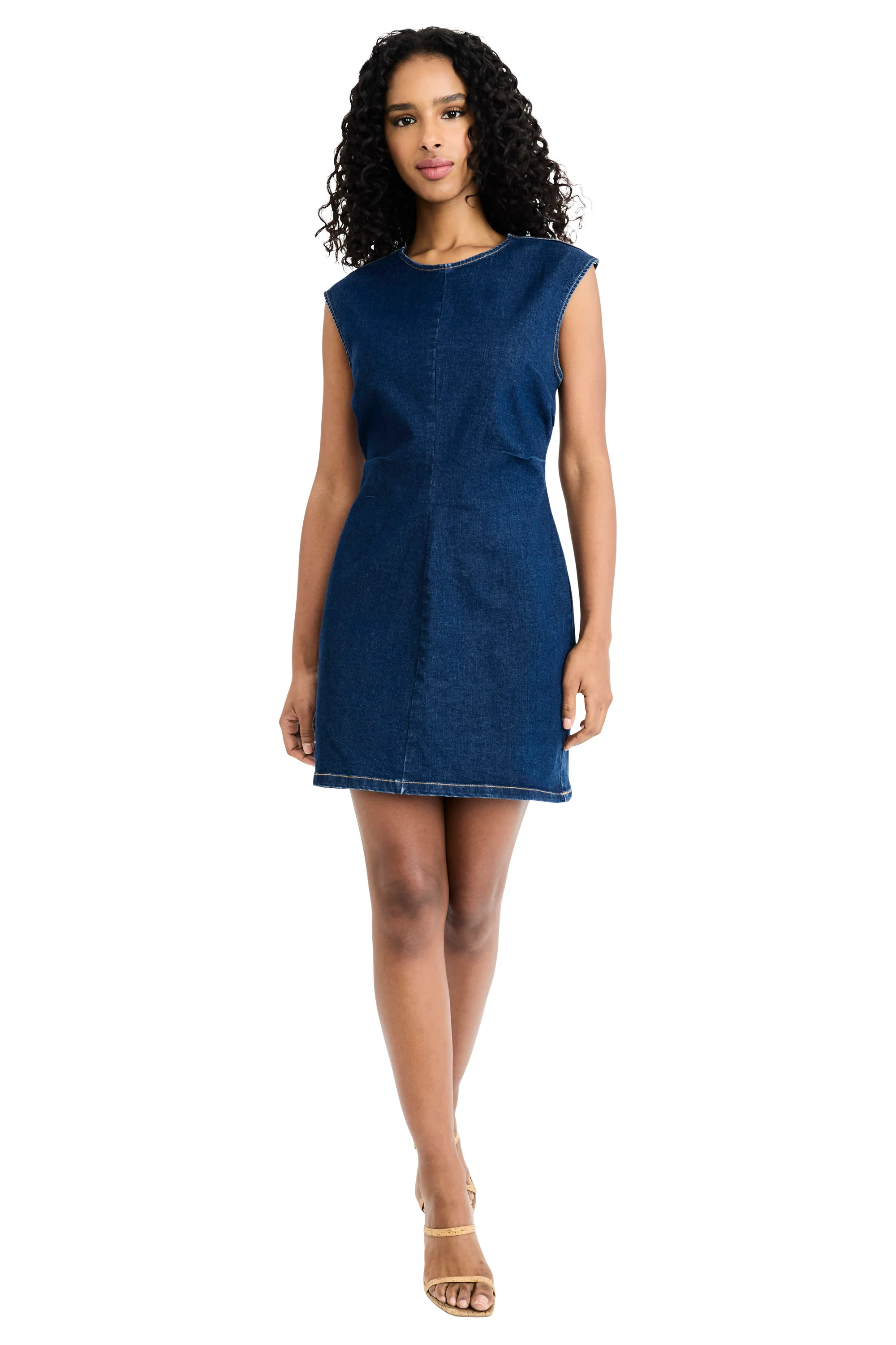 Zehra Cotton Stretch Denim Sleeveless Sheath A-Line | Donna Morgan | Maggy London
