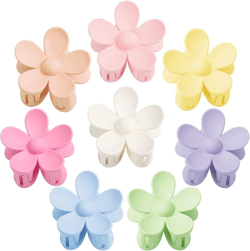 Hair Claw Clips 8PCS Flower Hair Clips Large Hair Clips Cute Claw Clips for Women Thick Hair, Hai... | Amazon (US)