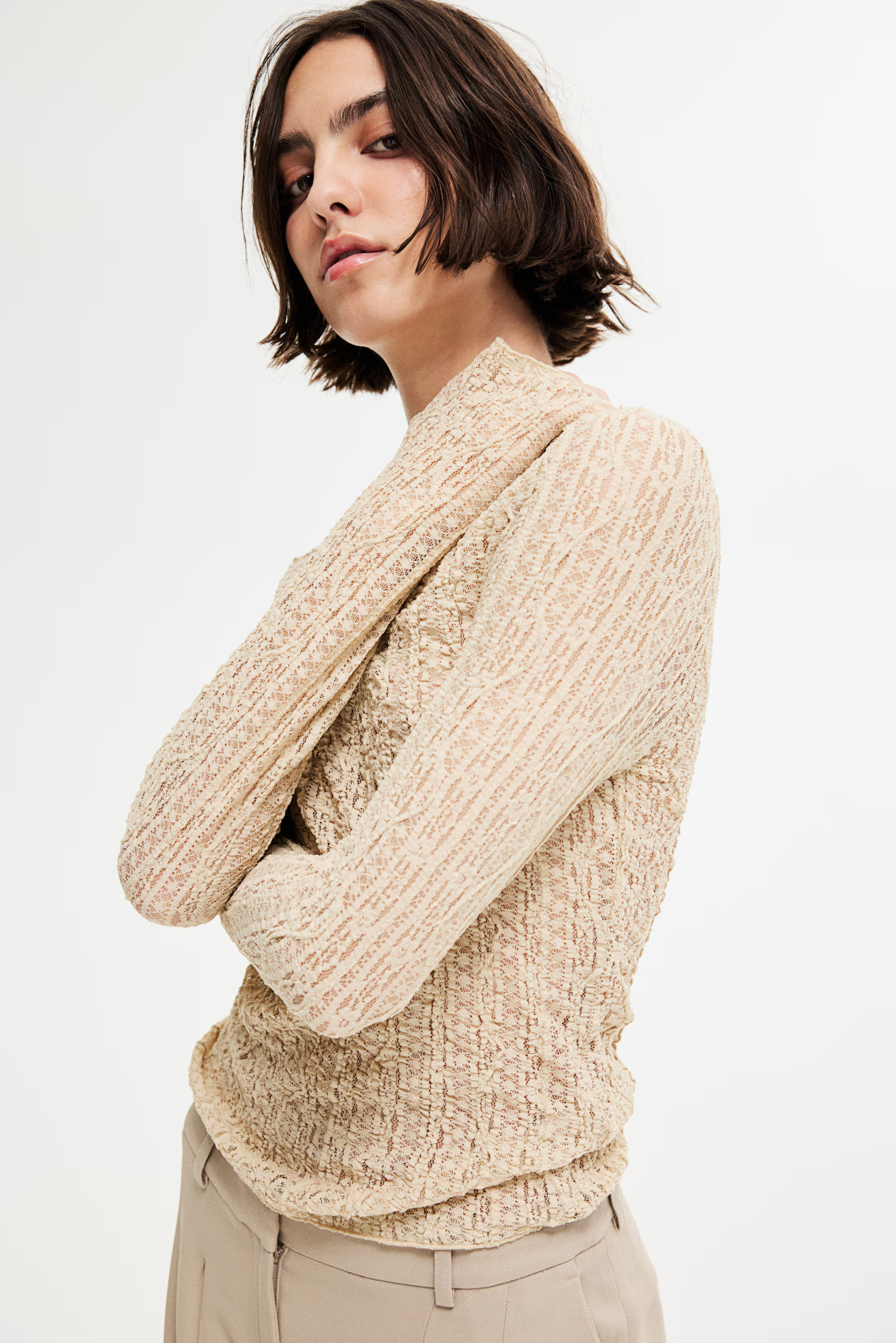 Kanten top - Beige - DAMES | H&M NL | H&M (DE, AT, CH, NL, FI)