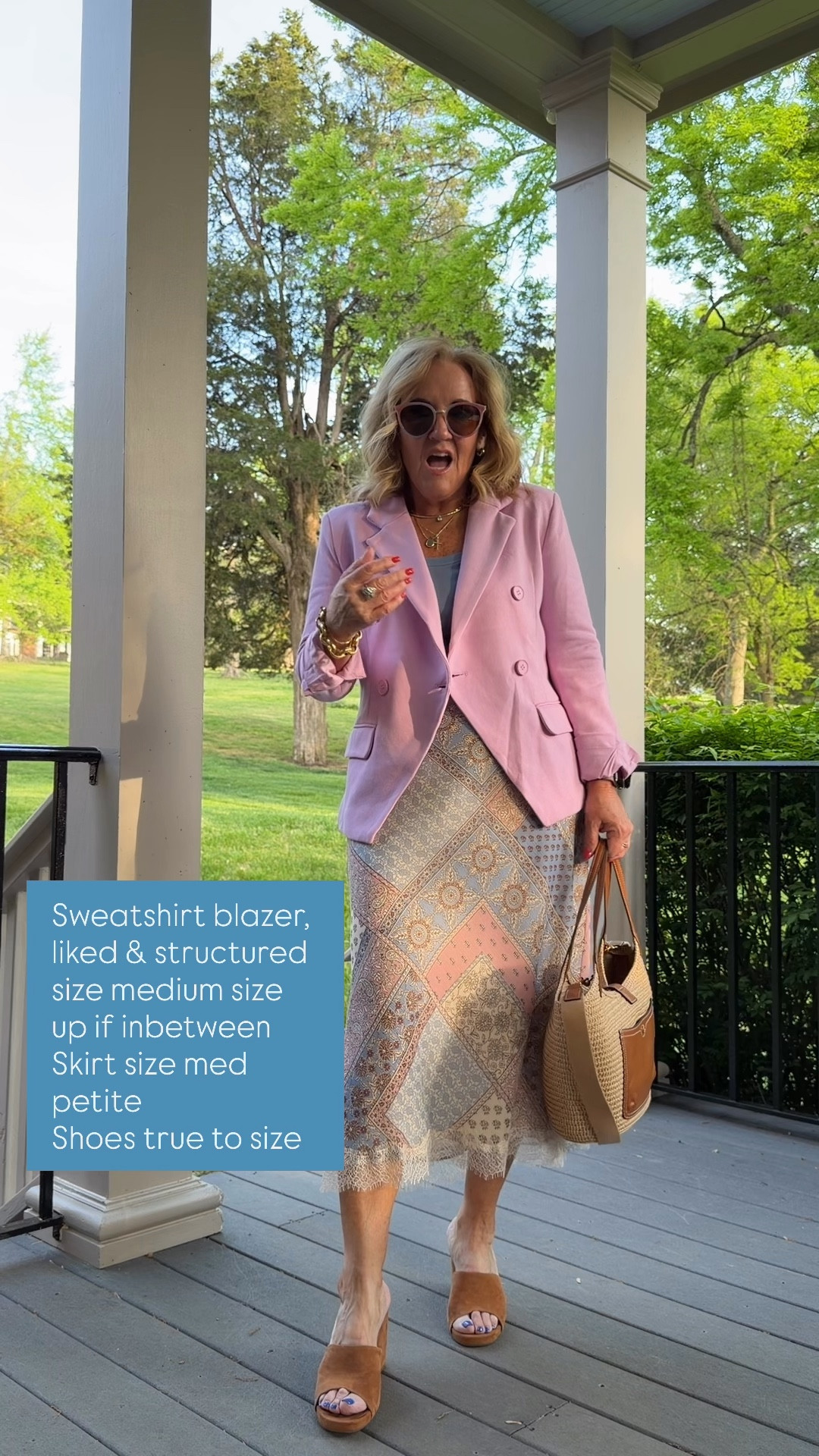 Blazer is a sweatshirt fabric size medium cod NANETTE10 10% off 
Tank medium 
Skirt medium petite 
10% off code NANETTE on my bag 

#LTKOver40 #LTKWorkwear #LTKSaleAlert

#LTKWorkwear #LTKPetite #LTKOver40