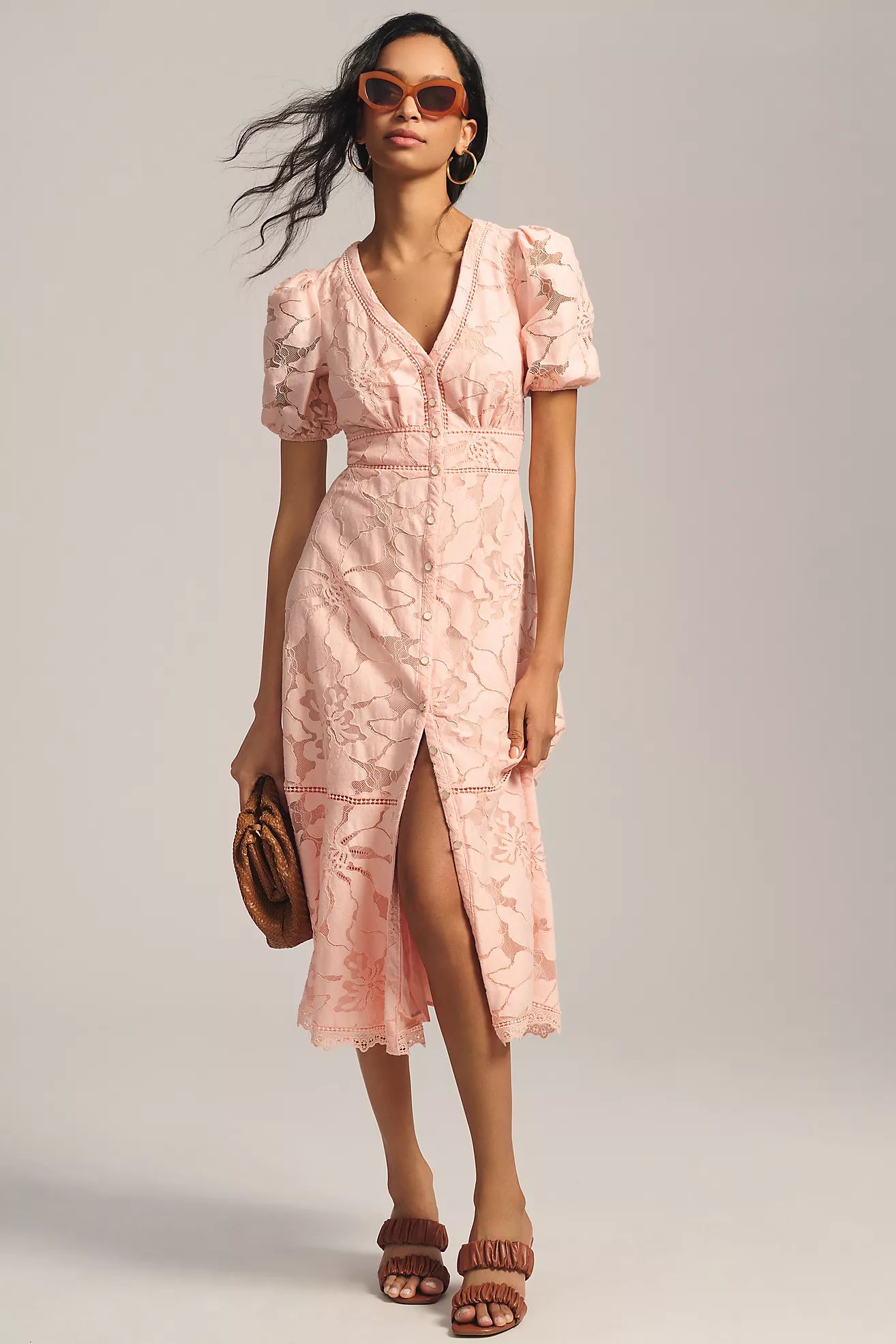 By Anthropologie Puff-Sleeve Lace Dress | Anthropologie (US)