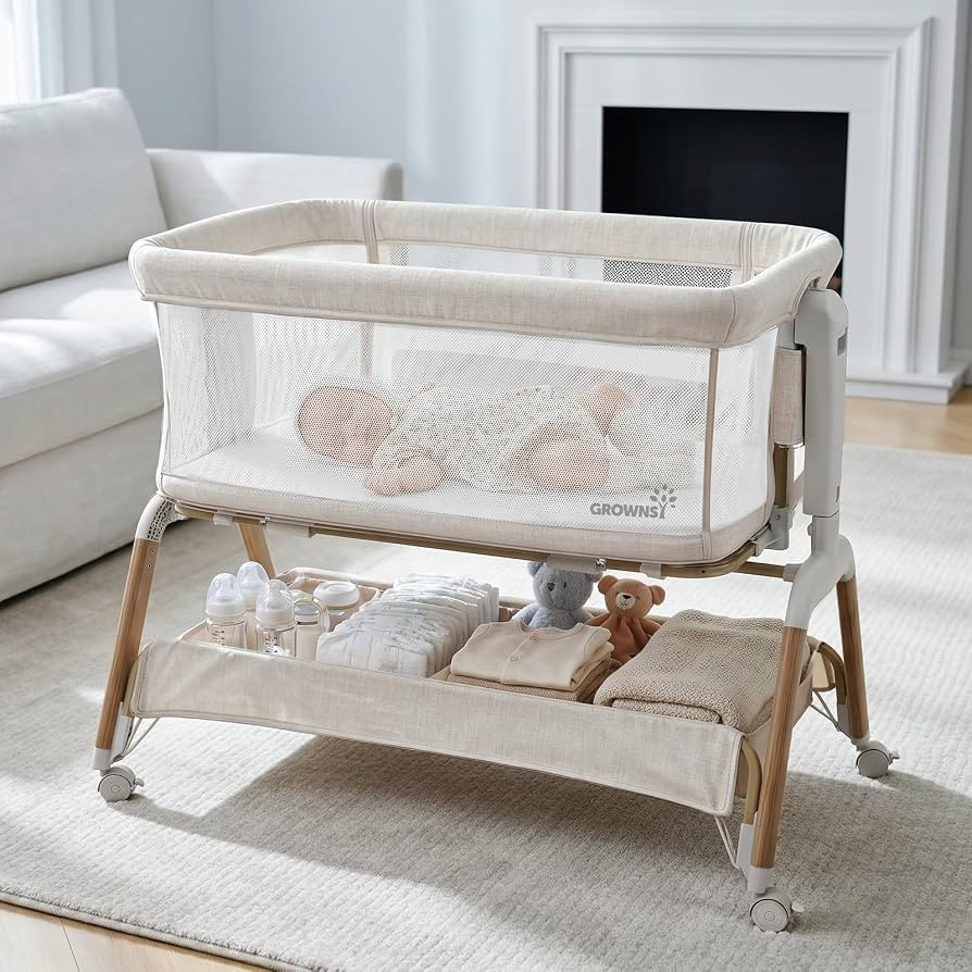 GROWNSY 5-in-1 Baby Bassinet Bedside Sleeper with Gentle Rocking Mode, 6 Adjustable Heights, Full... | Amazon (US)