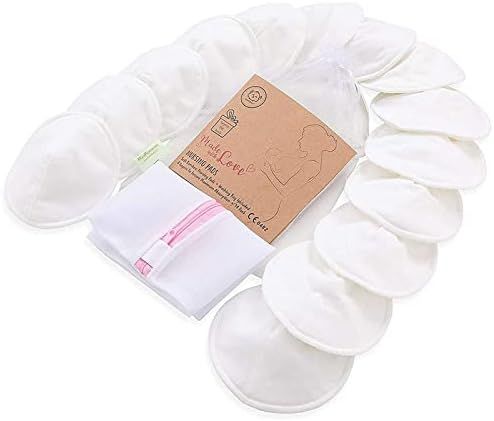 Organic Bamboo Nursing Breast Pads - 14 Washable Pads + Wash Bag - Breastfeeding Nipple Pads for ... | Amazon (US)