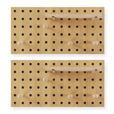 Wood Pegboard Modular Display Wooden Pegboard Combination Wall Organizer Storage Wall Hooks Shelf, Comes With 2 Pieces Pegboards | Wayfair North America