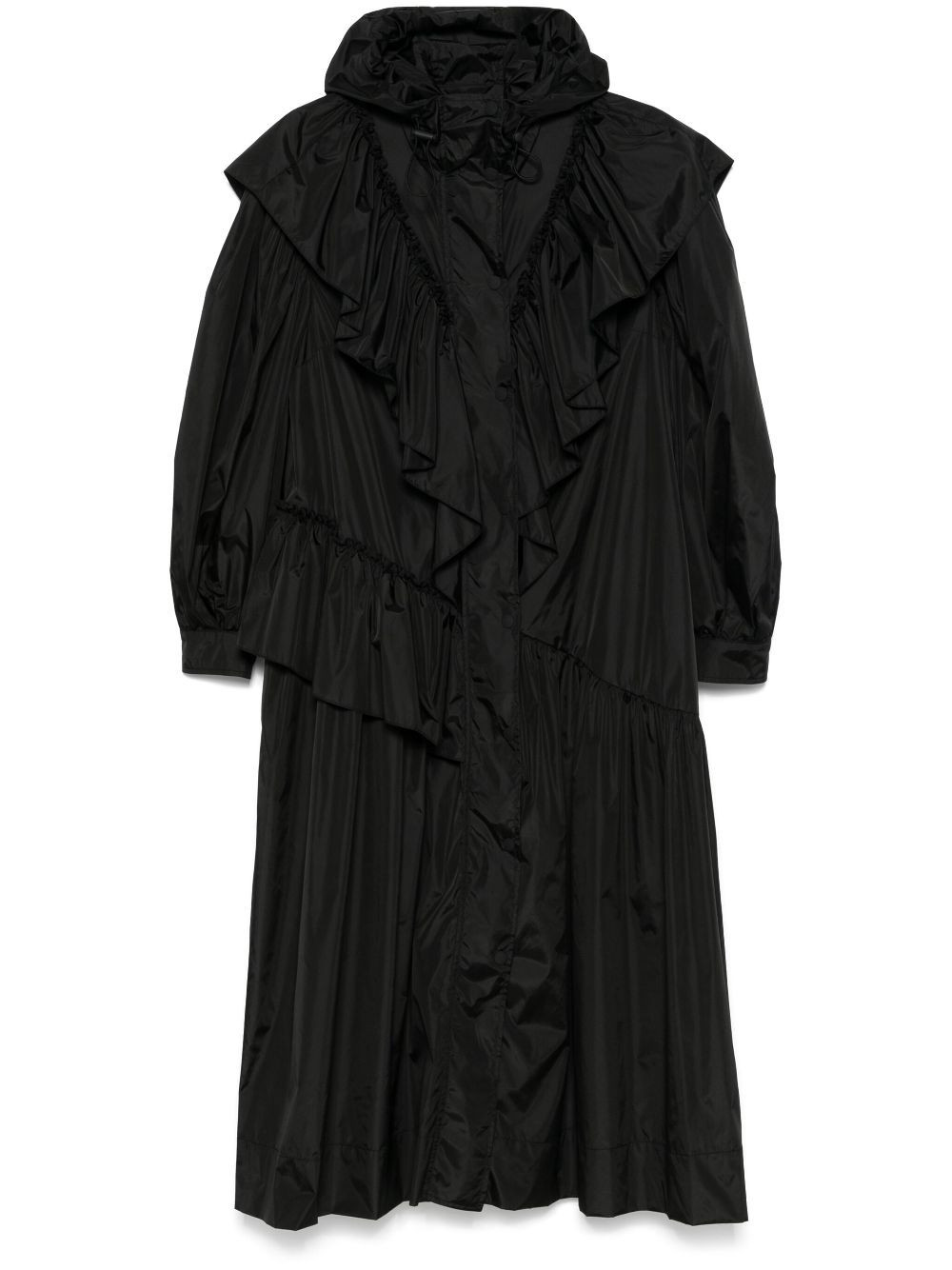 Simone Rocha ruffle-detail coat - Black | Farfetch Global