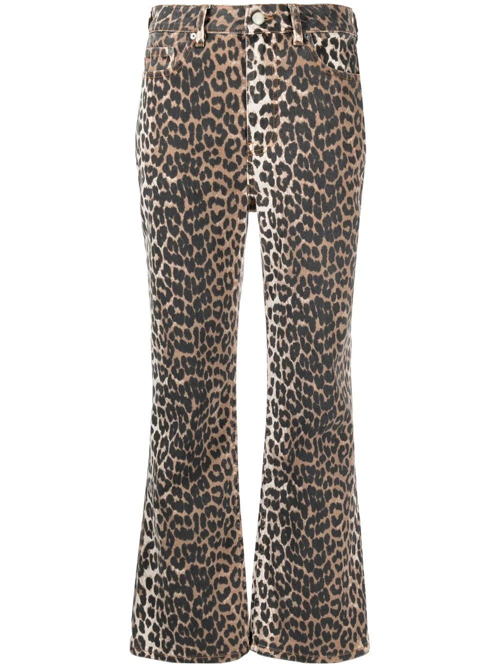 GANNI Betzy Leopard Cropped Jeans - Farfetch | Farfetch Global