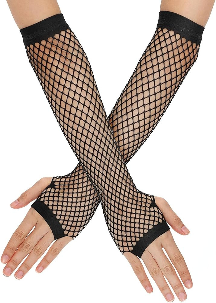 Lusofie 80s Fishnet Gloves for Women Girls Nylon Long Net Mesh Fingerless Gloves for Halloween Co... | Amazon (US)