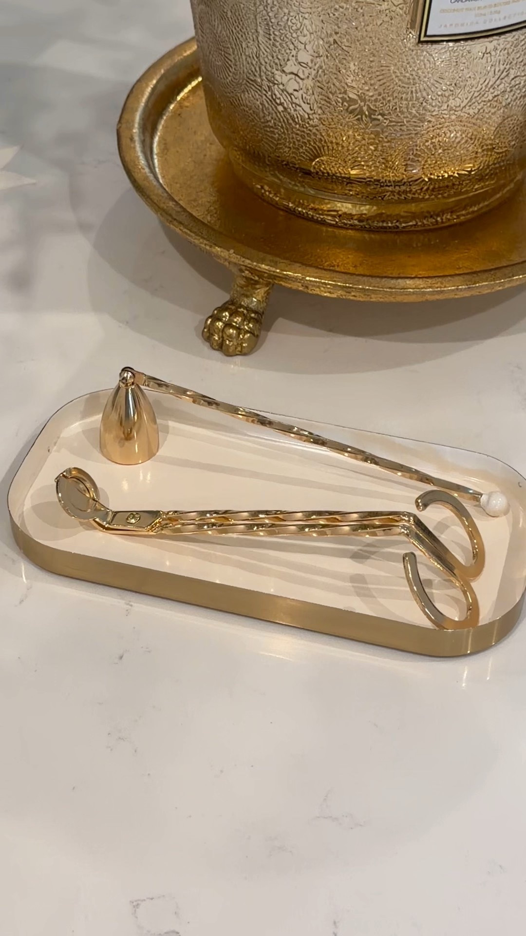 New candle accessory set! Love the twisted handles ✨ comes nicely packaged and makes a great gift with a pretty candle!  ✨ candles snuffer gold candle kit  #target @target studio McGee threshold 

#LTKFindsUnder50 #LTKSaleAlert #LTKHome