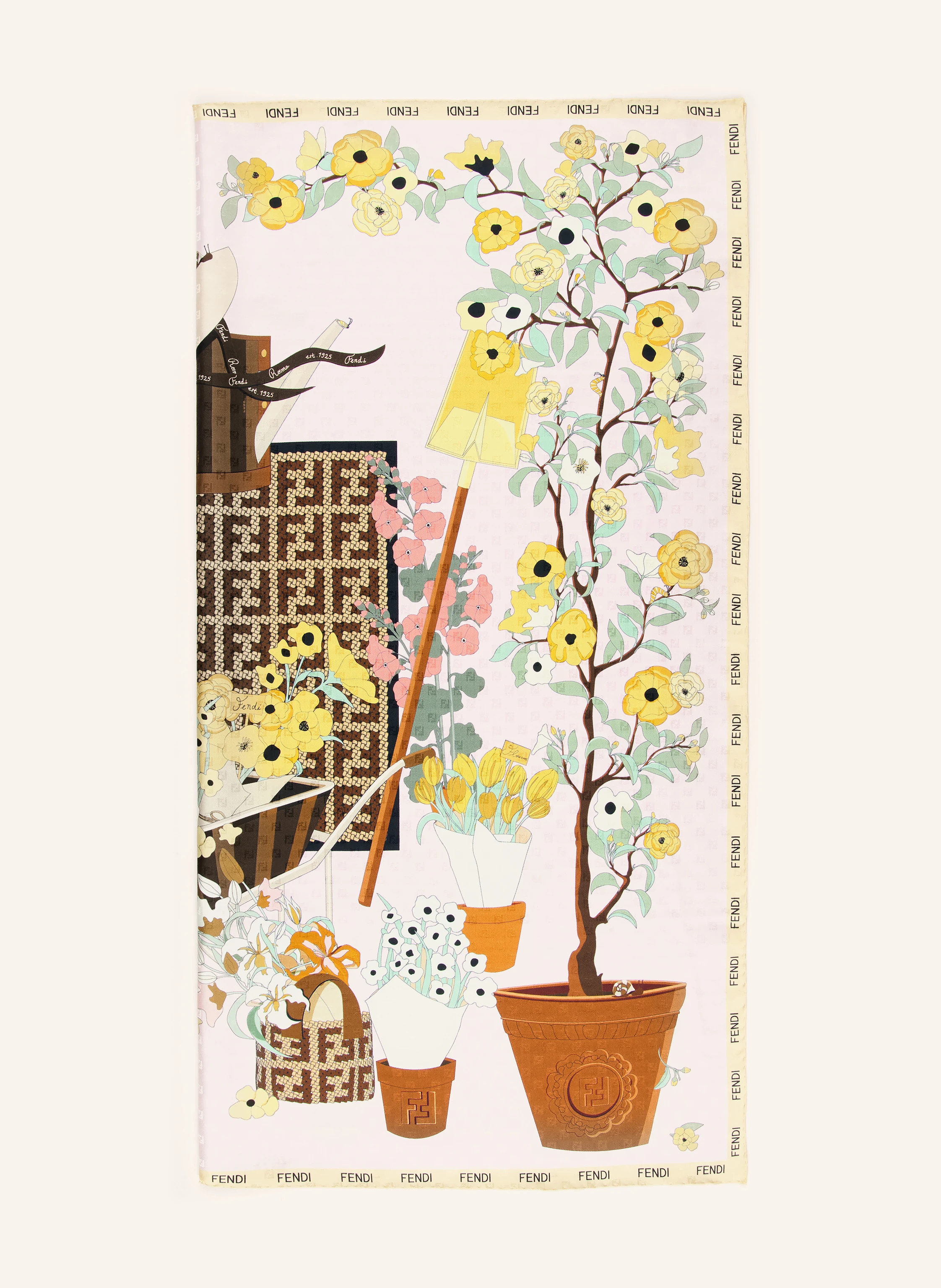 FENDI Seidentuch in hellrosa / braun / gelb | Breuninger (DACH)