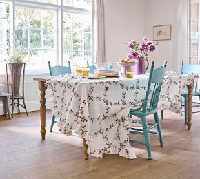 Lattice Floral Ruffle Tablecloth | GreenRow