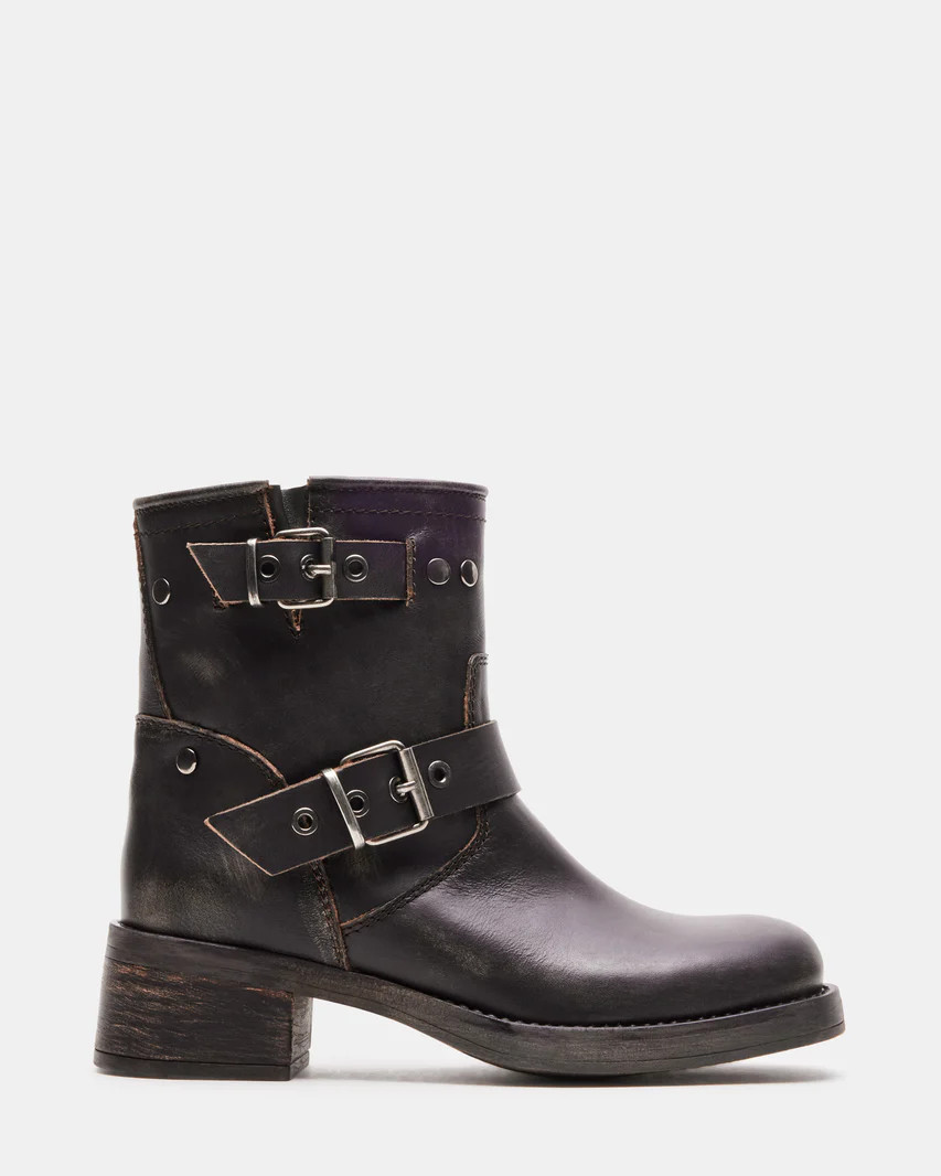 RAMPANT Brown Distressed Moto Boot | Women's Booties | Steve Madden (US)