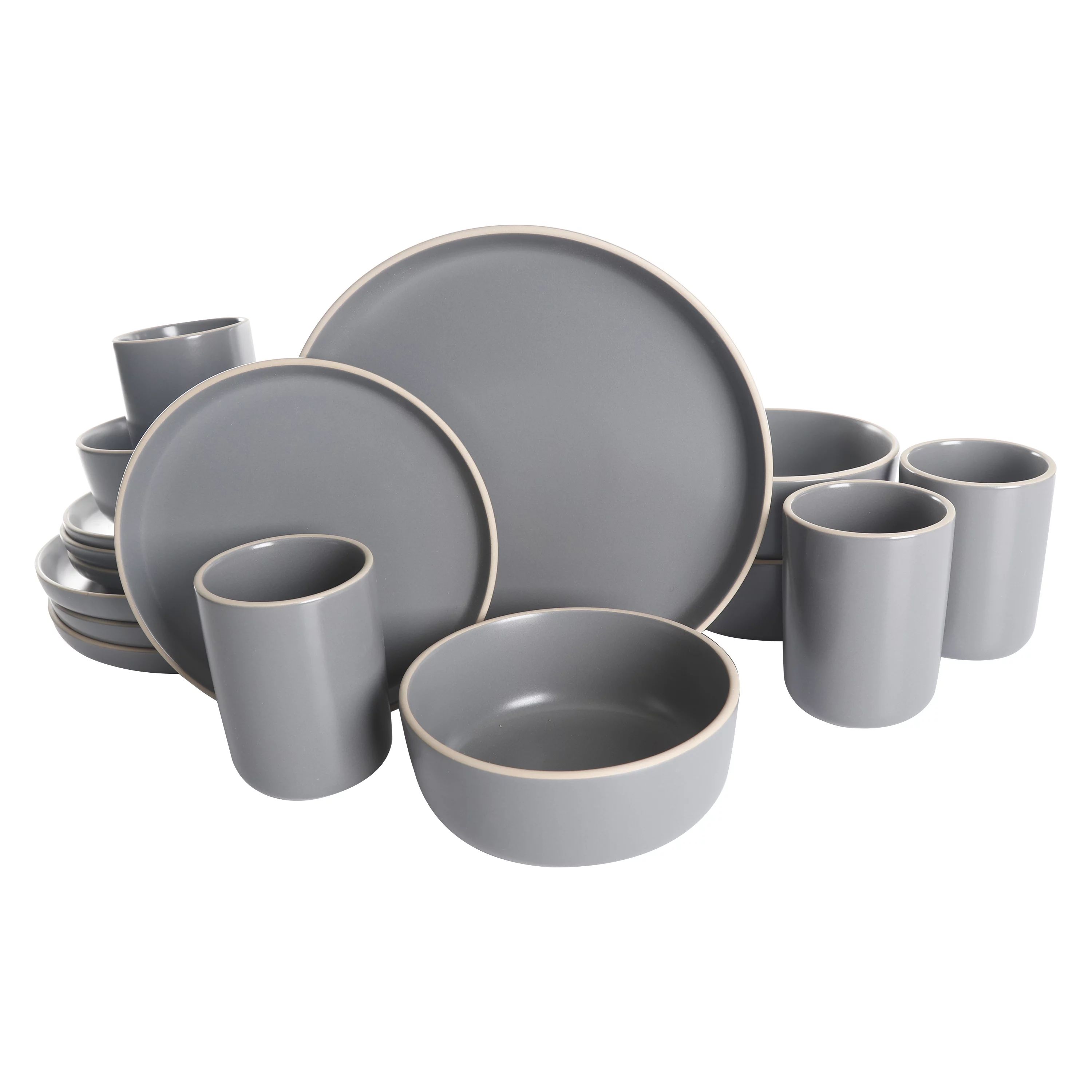 Gap Home 16-Piece Round Dark Gray Stoneware Dinnerware Set | Walmart (US)