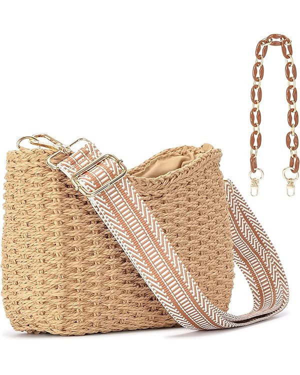 Herald Small Handmade Straw Pocketbook Crossbody Bag for Women, Summer Chic Woven Handbag Shoulde... | Amazon (US)