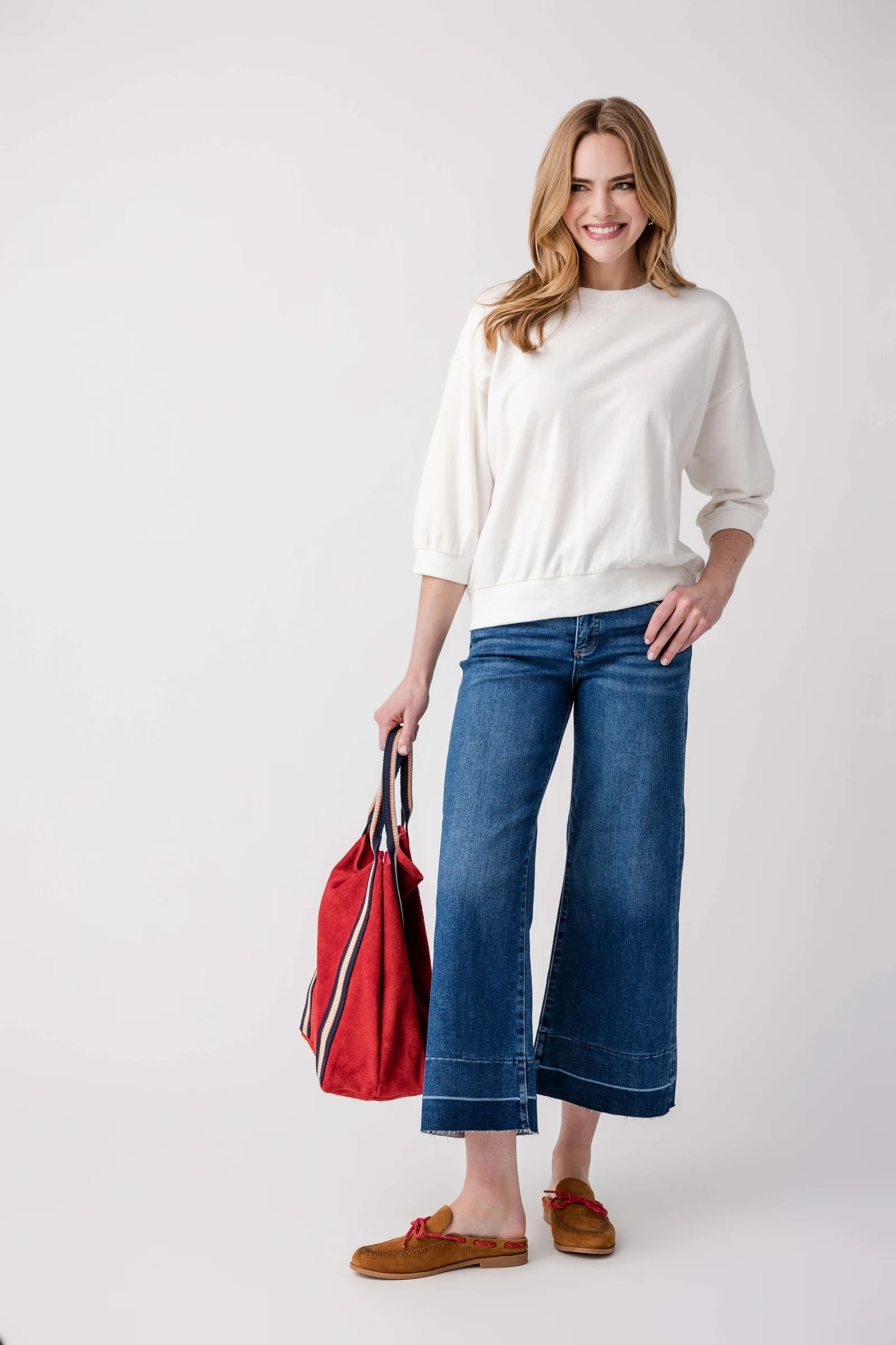 Jodifl Solid 3/4 Dolan Sleeve Sweatshirt Top | Social Threads