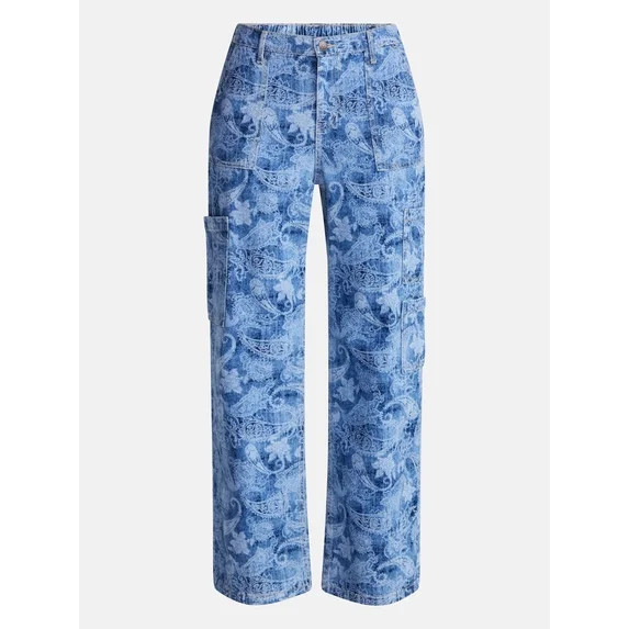 No Boundaries Wide Leg Cargo Pants, 31'' Inseam, Women's | Walmart (US)