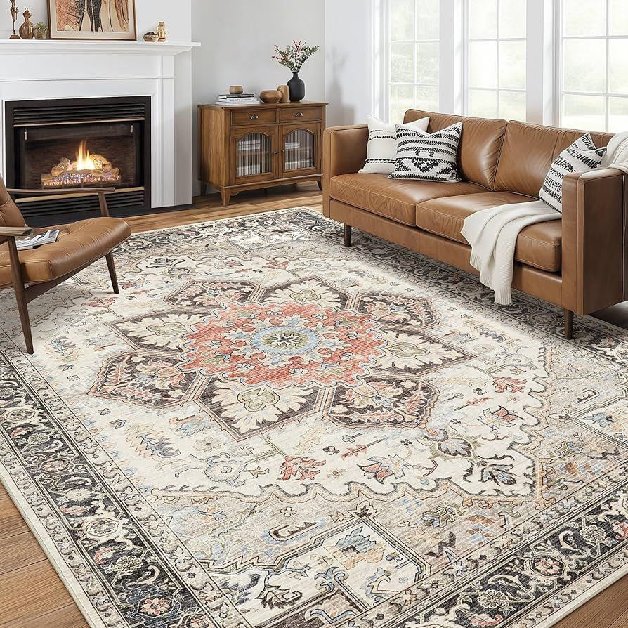 Area Rug 9x12 for Bedroom Living Room, Medallion Printed Ultra-Thin Soft Large Carpet,Oriental No... | Amazon (US)
