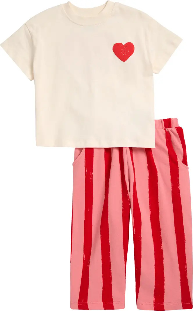 Kids' Graphic T-Shirt & Stripe Pants Set | Nordstrom