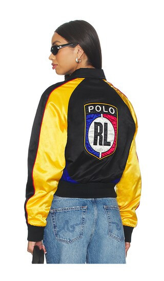 Polo Ralph Lauren Satin Bomber Jacket in Black. - size XS | Revolve Clothing (Global)
