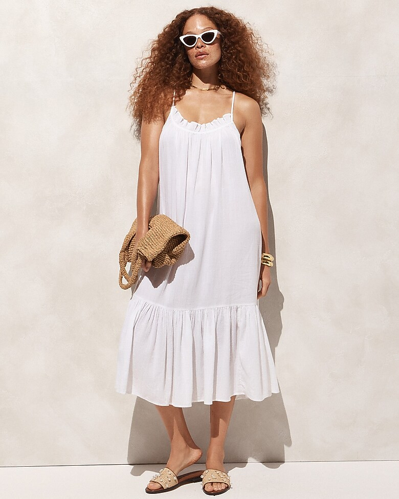 Ruffle beach dress in airy gauze | J. Crew US