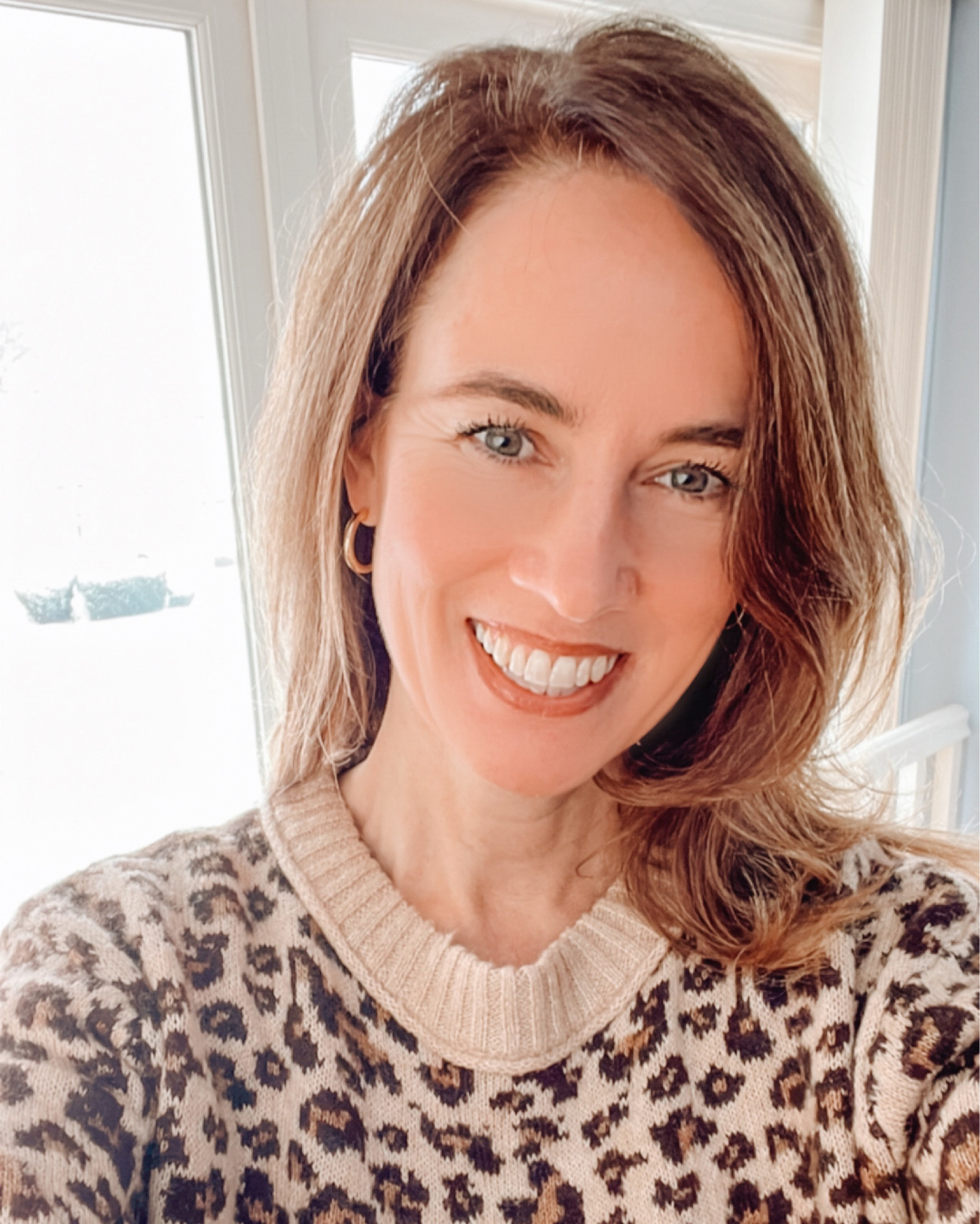 Women's winter outfit with leopard sweater - AE Whoa So Soft Crew Neck Sweater in Leopard print. #ae #leopard #wintersweater #winteroutfit #wintersales #over40style #OOTD #over50style #womensfashion

#LTKOver40 #LTKFindsUnder50 #LTKStyleTip