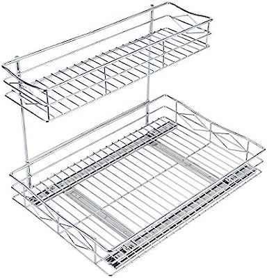 TQVAI Pull Out Under Sink Cabinet Organizer 2 Tier Slide Wire Shelf Basket - 11.49W x 17.08D x 11... | Amazon (US)