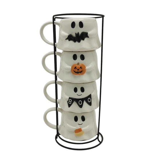 Way to Celebrate Halloween Ghost Stack Mug Set, 4-Pack | Walmart (US)