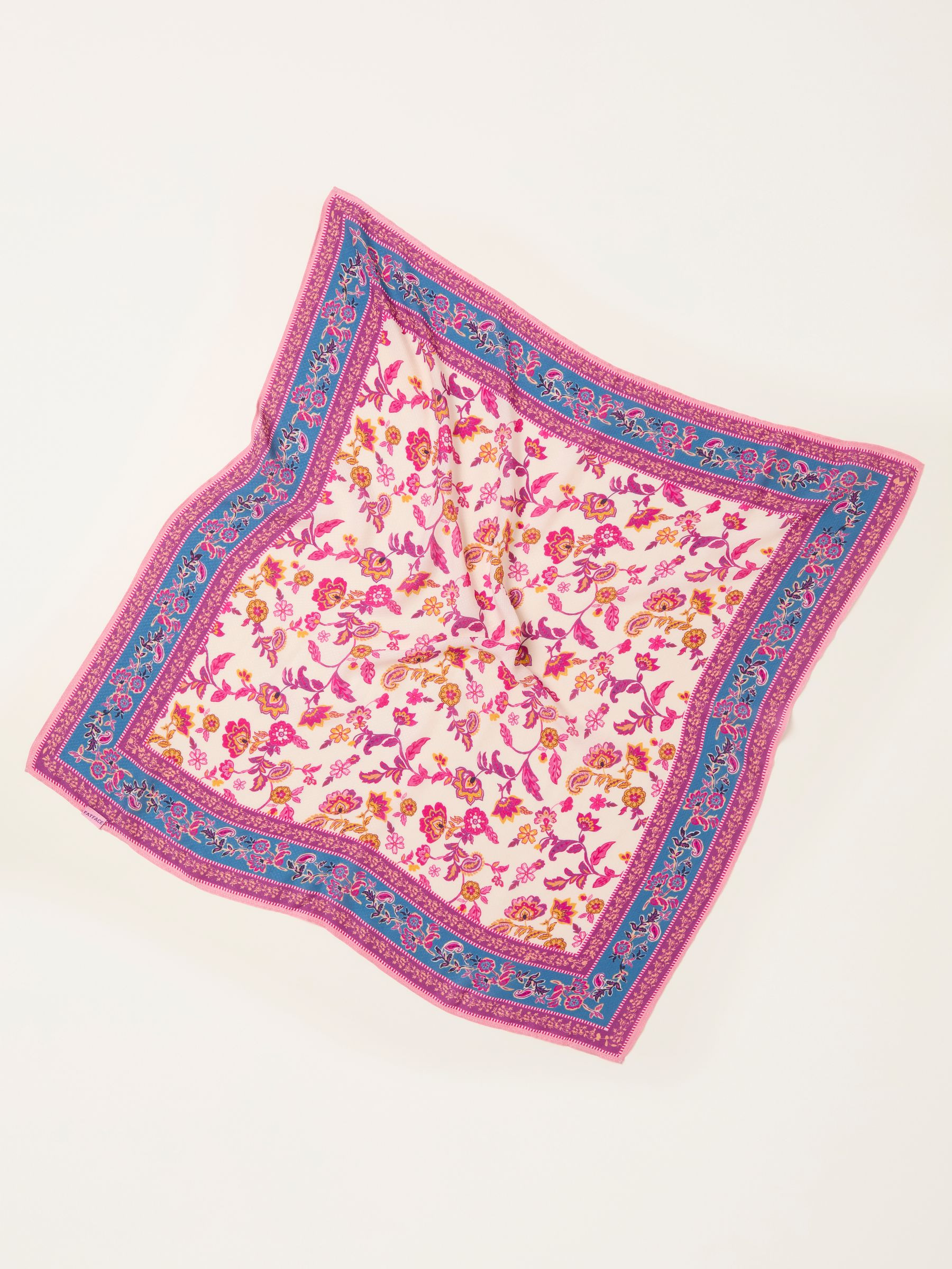 Pink Decorative Floral Square Scarf | Fat Face