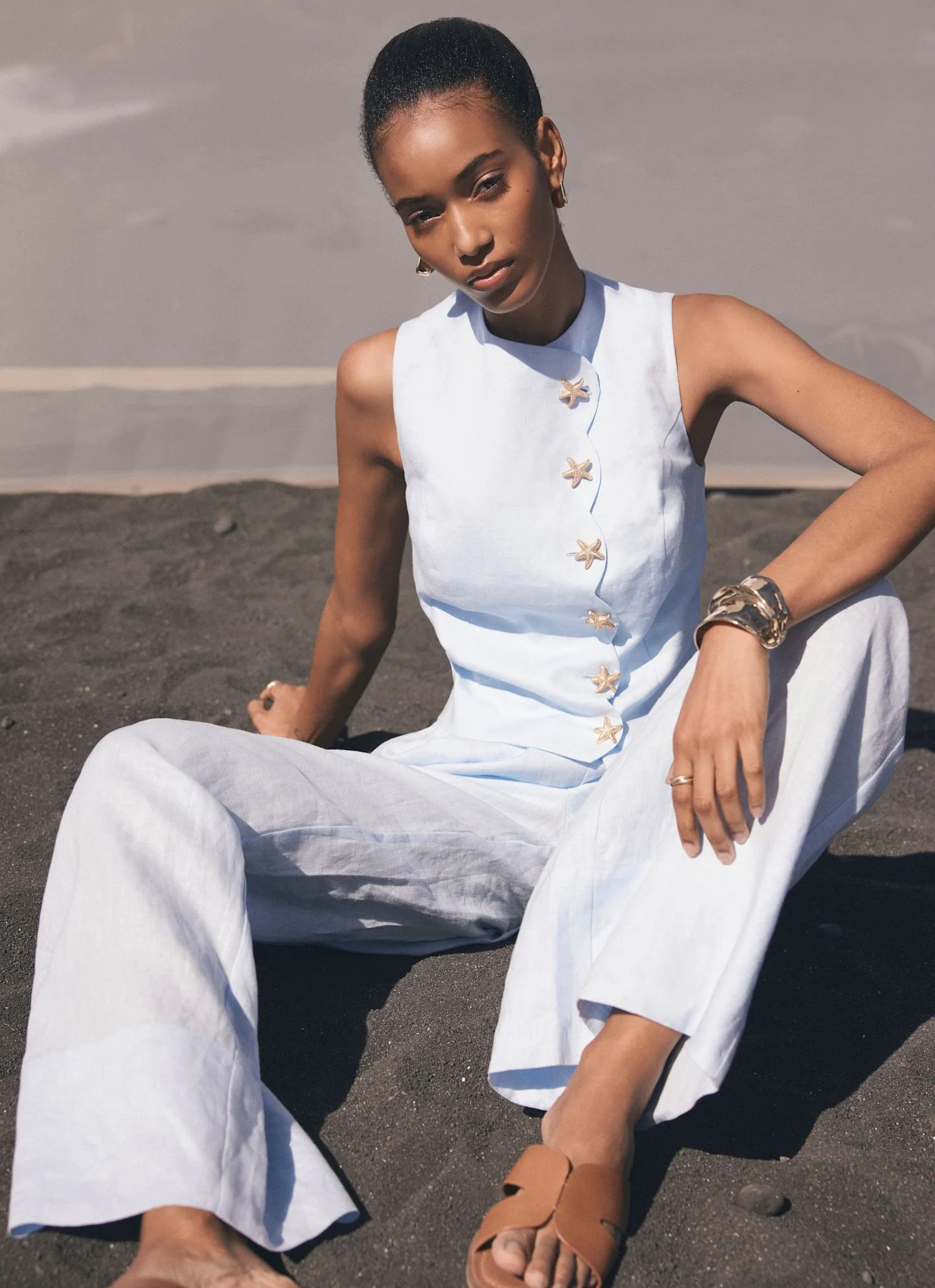 Blue Linen Starfish Top | Mint Velvet