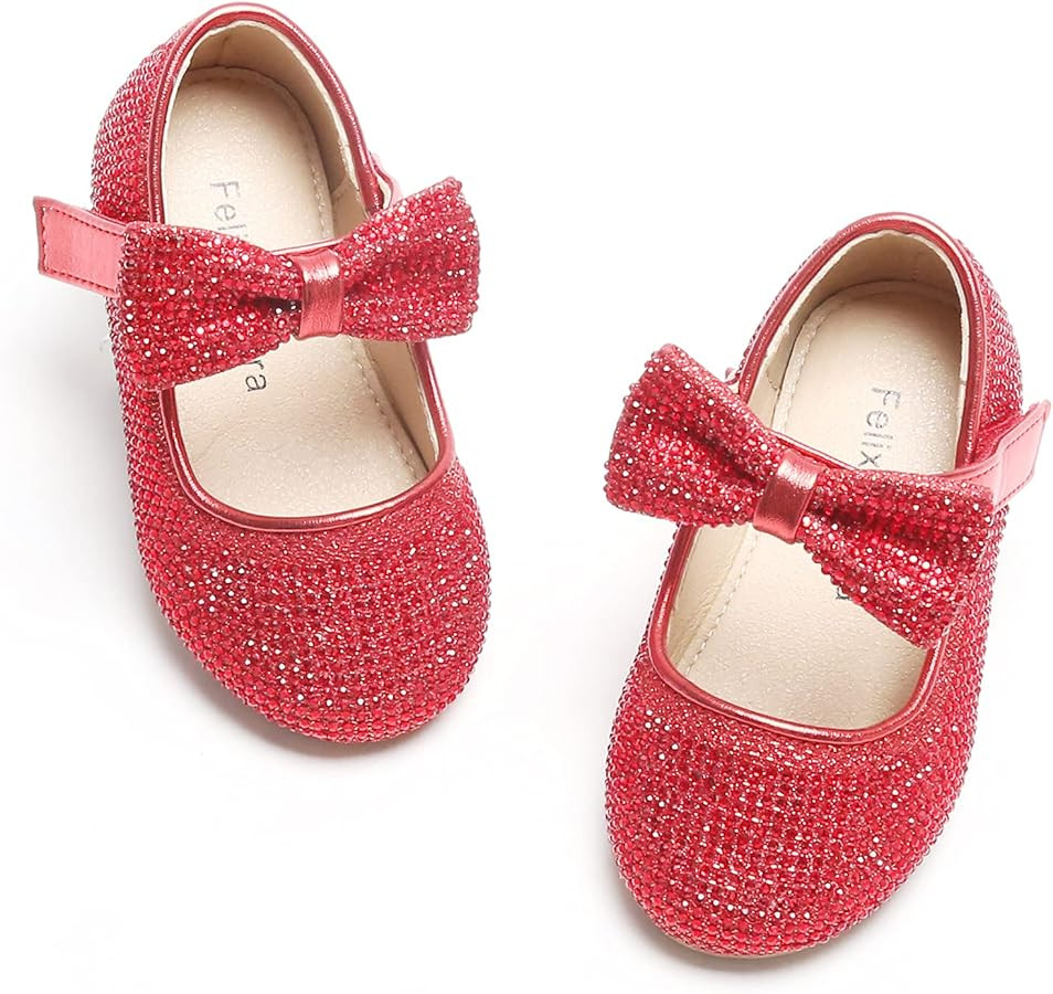 Felix & Flora Toddler Flower Girl Dress Shoes - Girl Ballet Flats Party School Shoes Wedding | Amazon (US)