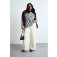 boohoo Women's Plus Ecru Straight Leg Jean | Size: 28 | Boohoo.com (UK & IE)